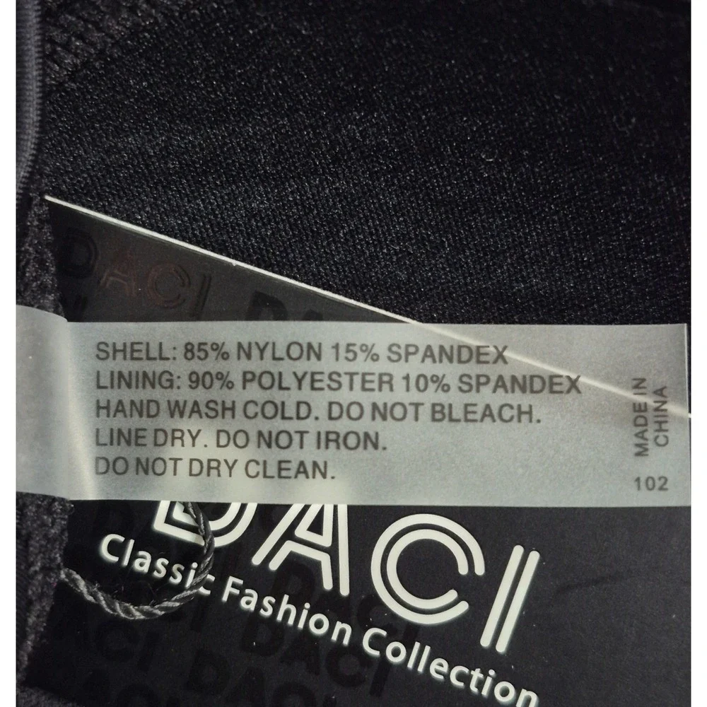 Daci Women Black Ruched Tummy Control Halter Swimdress One Piece Swimsuit Size L